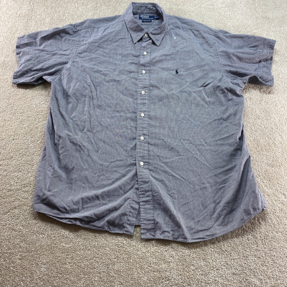 Polo Ralph Lauren Shirt Mens‎ XXL Blue Houndstooth Lowell Sport SS Button Up